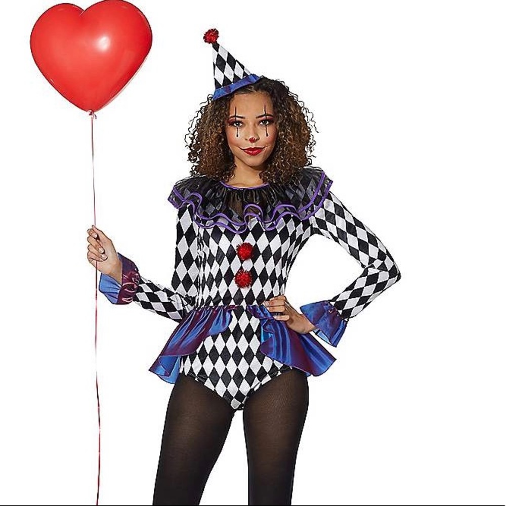Adult Carnival Clown Bodysuit Costume - Medium